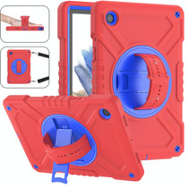 For Samsung Galaxy Tab A8 X200 X Rotation PC Hybrid Silicone Tablet Case with Strap(Red Blue)