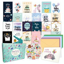 50pcs /Set Happy Birthday Greeting Card With Envelopes And Stickers Set