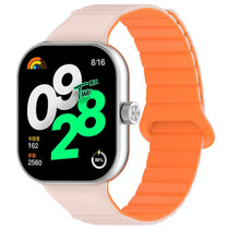 For Xiaomi Mi Band 8 Pro / Redmi Watch 4 Two Color Magnetic Silicone Watch Band(Pink Orange)