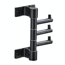 Bathroom Aluminum Swivel Storage Rack No Punch Hooks Kitchen Wall Mounted Shelf, Style: 3 Pole Black