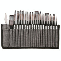 ZHU TING 24pcs /Set Nylon Bristle Paintbrush Set Painting Watercolor Brushes With Cloth Bag(Silver Gray Rod)