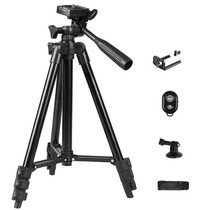 Portable Aluminum DSLR Camera Live Tripod Photography Retractable Landing Bracket, Specification: 130cm Tripod+Clip+Bag+Controller+Adaptor