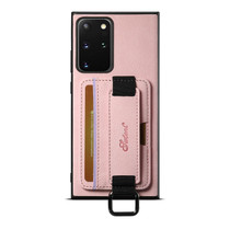 For Samsuny Galaxy Note20 Ultra 5G Suteni H13 Litchi Leather Wrist Strap Wallet Back Phone Case(Pink)
