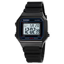 SKMEI 1698 50m Waterproof Multifunctional Sports Square Pin Buckle Luminous Digital Watch(Black White)