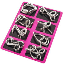 8pcs /Set Intelligence Unlocking Childrens Educational Toys Nine Consecutive Rings Lu Ban Lock, Style: C Model Pink