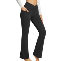 Women Sports Pant Solid Color High Waist Yoga Slimming Casual Loose Wide-leg Pants, Size: M(Black)