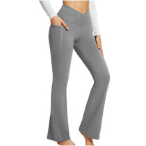 Women Sports Pant Solid Color High Waist Yoga Slimming Casual Loose Wide-leg Pants, Size: L(Grey)