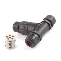 Outdoor T-Wire Terminal Block Five Pole Male And Female Docking Waterproof Connector(Black)