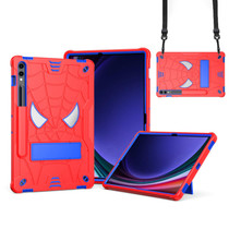 For Samsung Galaxy Tab S9 FE+ / S9+ Fold-Holder Spider Silicone Hybrid PC Tablet Case(Red Blue)