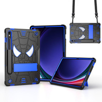 For Samsung Galaxy Tab S9 FE / S9 Fold-Holder Spider Silicone Hybrid PC Tablet Case(Back Blue)