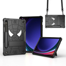 For Samsung Galaxy Tab S9 FE / S9 Fold-Holder Spider Silicone Hybrid PC Tablet Case(Black)