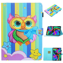 For Lenovo Tab M11/ Xiaoxin Pad 11 2024 Coloured Drawing Stitching Smart Leather Tablet Case(Rainbow Owl)