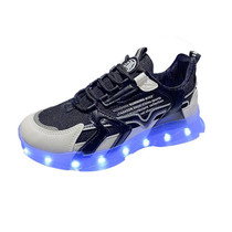 USB Charging LED Light Shoes Couples Casual Sneakers Hip-Hop Luminous Shoes, Size: 42(White Black)