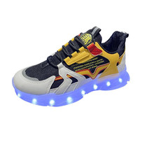 USB Charging LED Light Shoes Couples Casual Sneakers Hip-Hop Luminous Shoes, Size: 43(Yellow)