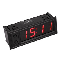 3 in 1 DC5-50V Car High-precision Electronic LED Luminous Clock + Thermometer + Voltmeter (Red)