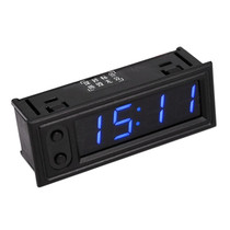 3 in 1 DC5-50V Car High-precision Electronic LED Luminous Clock + Thermometer + Voltmeter (Blue)