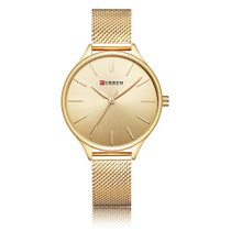 Curren 9024 Casual Steel Strap Waterproof Women Quartz Watch, Color: Gold Shell Gold Surface