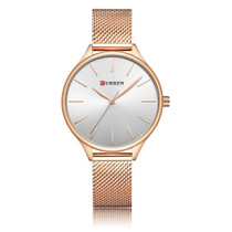 Curren 9024 Casual Steel Strap Waterproof Women Quartz Watch, Color: Rose Shell White Surface