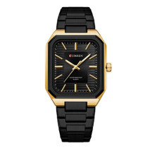 Curren 8457 Business Steel Strap Square Men Quartz Watch, Color: Golden Shell Black Surface Black Belt