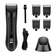 Mens Electrical Body Hair Trimmer LCD Digital Shaver(Black)
