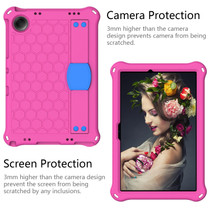 For Samsung Galaxy Tab A9+ 11 X216B Honeycomb EVA Hybrid PC Tablet Case with Strap(Rose Red+Blue)