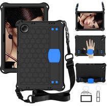 For Samsung Galaxy Tab A9+ 11 X216B Honeycomb EVA Hybrid PC Tablet Case with Strap(Black+Blue)