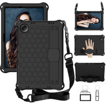 For Samsung Galaxy Tab A9+ 11 X216B Honeycomb EVA Hybrid PC Tablet Case with Strap(Black+Black)