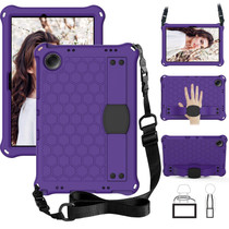 For Samsung Galaxy Tab A9+ 11 X216B Honeycomb EVA Hybrid PC Tablet Case with Strap(Purple+Black)