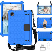 For Samsung Galaxy Tab A9+ 11 X216B Honeycomb EVA Hybrid PC Tablet Case with Strap(Blue+Black)