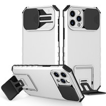 Stereoscopic Holder Sliding Camshield Phone Case For iPhone 13 Pro(White)