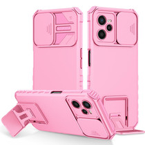 For OPPO Realme C35 Stereoscopic Holder Sliding Camshield Phone Case(Pink)