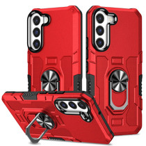 For Samsung Galaxy S21 Ultra 5G Ring Holder Armor Hybrid Phone Case(Red)