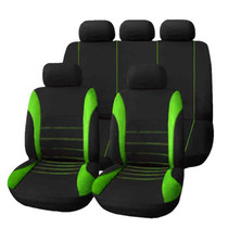 9 in 1 Universal Four Seasons Anti-Slippery Cushion Mat Set for 5 Seat Car, Style: Stitches (Green)