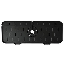 Kitchen Bath Faucet Silicone Drain Mat Sink Splash Proof Silicone Pad(Black)