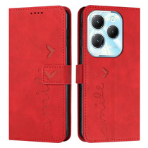 For Infinix Hot 40 / 40 Pro Skin Feel Heart Embossed Leather Phone Case with Long Lanyard(Red)