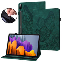 For Samsung Galaxy Tab S9 FE+ / S9+ / S8+ Big Butterfly Embossed Leather Tablet Case(Green)