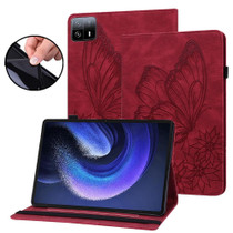 For Xiaomi Pad 6 Max 14 2023 Big Butterfly Embossed Leather Tablet Case(Red)