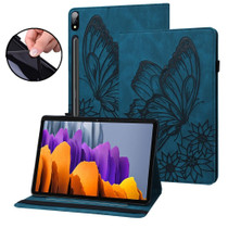 For Samsung Galaxy Tab S9 Ultra / S8 Ultra Big Butterfly Embossed Leather Tablet Case(Blue)
