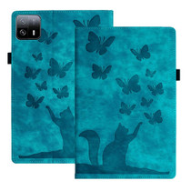 For Xiaomi Pad 6 Max 14 2023 Butterfly Cat Embossing Leather Tablet Case(Sky Blue)