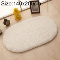 Faux Fur Rug Anti-slip Solid Bath Carpet Kids Room Door Mats Oval  Bedroom Living Room Rugs, Size:140x200cm(Beige)