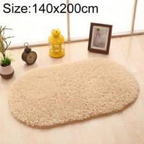 Faux Fur Rug Anti-slip Solid Bath Carpet Kids Room Door Mats Oval  Bedroom Living Room Rugs, Size:140x200cm(Light Camel)