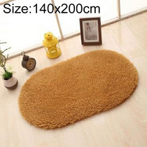 Faux Fur Rug Anti-slip Solid Bath Carpet Kids Room Door Mats Oval  Bedroom Living Room Rugs, Size:140x200cm(Khaki)