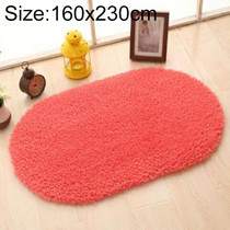 Faux Fur Rug Anti-slip Solid Bath Carpet Kids Room Door Mats Oval  Bedroom Living Room Rugs, Size:160x230cm(Rose Red)