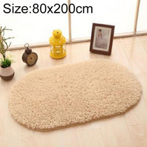 Faux Fur Rug Anti-slip Solid Bath Carpet Kids Room Door Mats Oval  Bedroom Living Room Rugs, Size:80x200cm(Light Camel)