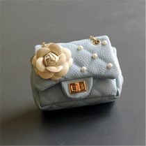 Flower Rivet Glitter Metal Chain Kid Shoulder Bag(Blue)