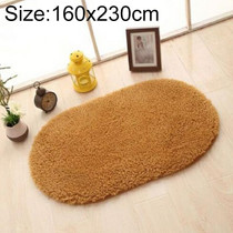 Faux Fur Rug Anti-slip Solid Bath Carpet Kids Room Door Mats Oval  Bedroom Living Room Rugs, Size:160x230cm(Khaki)