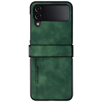 For Samsung Galaxy Z Flip4 i.Crystal Lambskin Three-piece Folding Phone Case(Green)