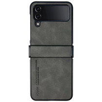 For Samsung Galaxy Z Flip4 i.Crystal Lambskin Three-piece Folding Phone Case(Dark Grey)