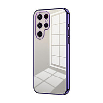 For Samsung Galaxy S22 Ultra 5G Transparent Plating Fine Hole Phone Case(Purple)