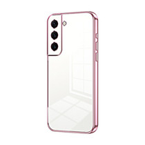 For Samsung Galaxy S22 5G Transparent Plating Fine Hole Phone Case(Pink)